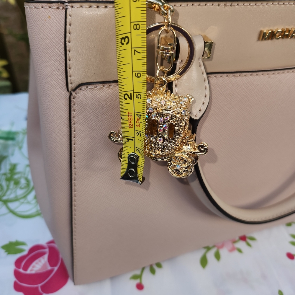 Rhinestone Gold Carriage Keychain/ Purse Charm - Picture 9 of 11